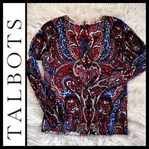 Talbots Petite Paisley Cardigan Sweater